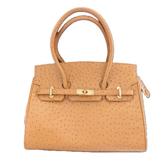 Stylish, tan leather handbag, big, roomy, travel/city bag, NEW. - Picture 3 of 9